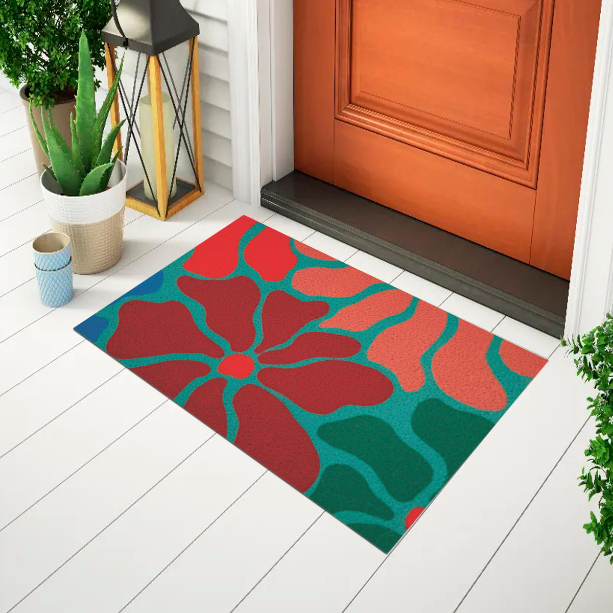 Tapete De Porta Capacho Divertido Psicodelic Flowes - Euro Mats