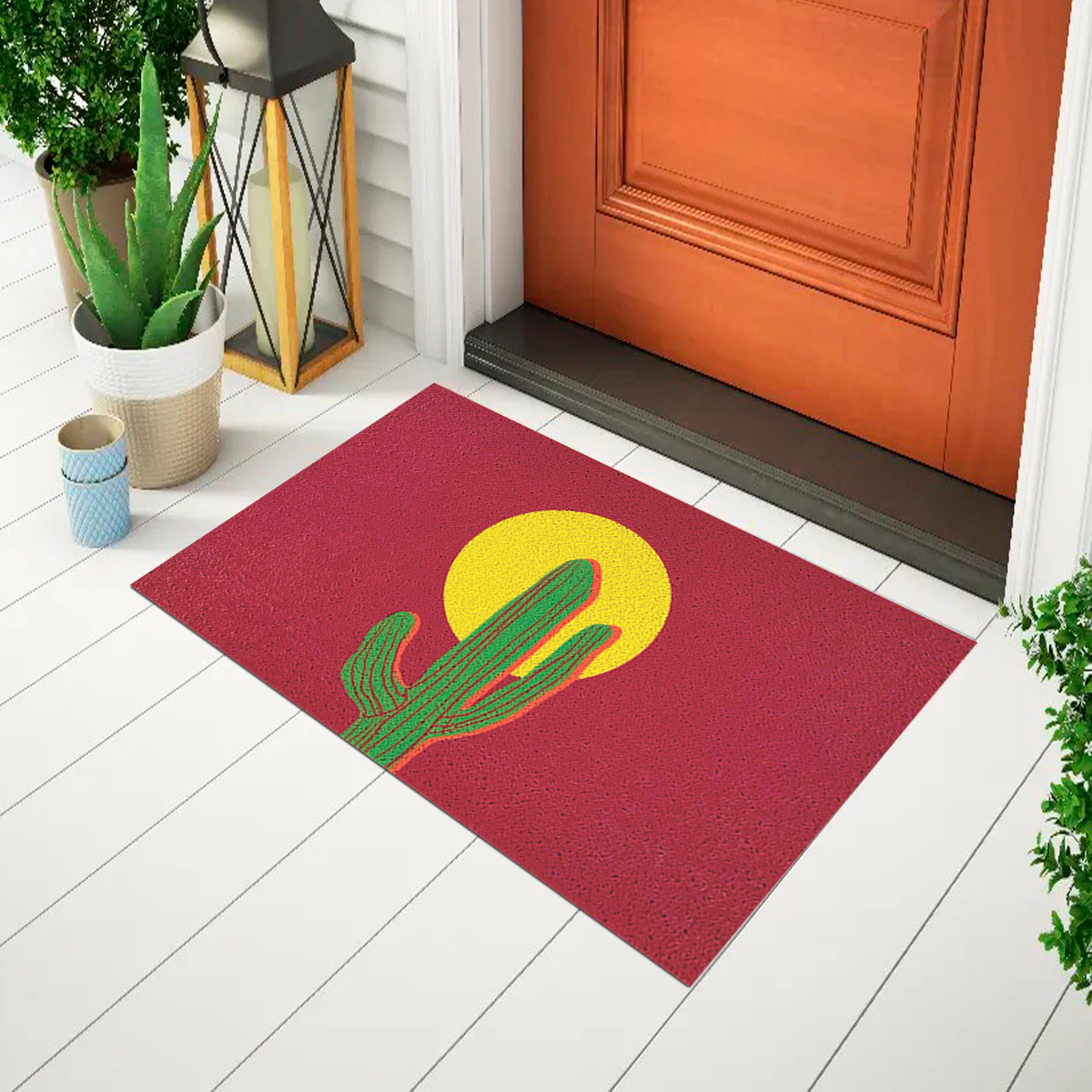 Tapete De Porta Capacho Divertido Cacto Caleidocor - Euro Mats